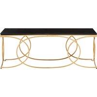 Orsina Black Marble Coffee Table, Gold Finish Stainless Steel Frame, Minimalist Rectangular Coffee Table