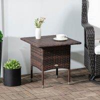 OUTSUNNY PE Rattan Outdoor Coffee Table, Easy Match Rattan Side Table in Brown