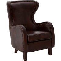 Orsina Dark Coffee Leather Armchair, Accent Chair, Leather Upholstered Lounge Chair, Wingback Ocassional Chair in Brown