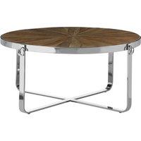Orsina Convenient Metallic Coffee Table, Sleek Display Accent Table, Decorative Center Table, Spacious Round Table in Brown