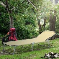 OUTSUNNY Camping Cot Picnic Sun Lounger Portable Folding Chaise Chair Patio in Green