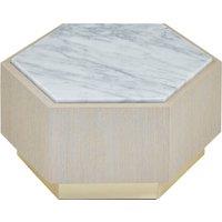 Orsina Small White Side Table, Marble Topped Hexagonal Nesting Table, Sofa Side Table, Bedside Table With Golden Base