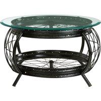 Orsina Distinctive Champagne Gold Finish Coffee Table, Luxurious Finish Modern Table, Durable Iron Frame Table in Black