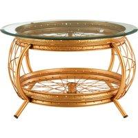 Orsina Distinctive Champagne Gold Finish Coffee Table, Luxurious Finish Modern Table, Durable Iron Frame Table