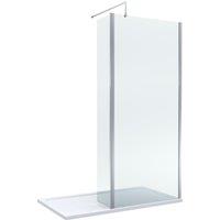 Balterley 8mm Glass Wetroom Screen & Return Chrome & Tray 1400 x 700mm in Silver