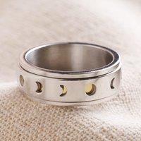 Lisa Angel Men's Stainless Steel Moon Phase Spinning Band Ring in Silver | Size: Small