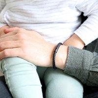 Lisa Angel Men's Black Leather Bracelet with Matte Black Clasp | Size: Large