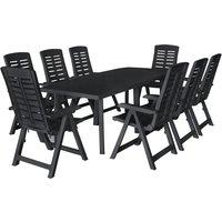Berkfield Home 9 Piece Outdoor Dining Set Plastic Anthracite in Black