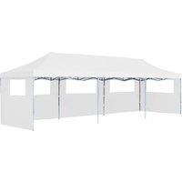 Folding Pop-up Party Tent with 5 Sidewalls 3x9 m White