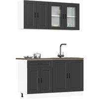 Berkfield Home 4 Piece Kitchen Cabinet Set Kalmar Black Engineered Wood