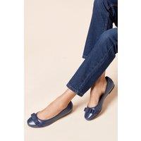 Dorothy Perkins Women's Wide Fit Paris Bow Detail Ballet Pumps in Navy | Size: 3
