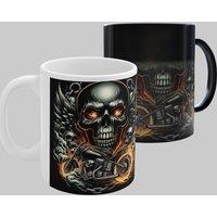 Simply Stunning Mugs Skull & Flames Ceramic Mug - Bold Gift for the Adventurous Dad in True Black