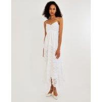 Monsoon Women's Carla Lace Hanky Hem Bridal Maxi Dress Ivory | Size: 8