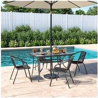 4 Person Patio Garden Dining Set With Umbrella