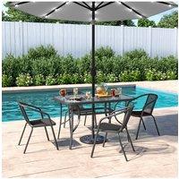 4 Person Patio Garden Dining Set With Umbrella