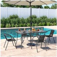 4 Person Patio Garden Dining Set With Umbrella