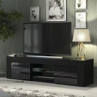 Creative Furniture TV Unit 130cm Modern - Black with High Gloss Doors