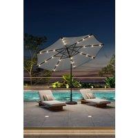 Solar 24 LED Lights Garden Parasol with Crank with Resin Base