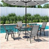 Aamorah 4 Seater Garden Dining Set With Umbrella