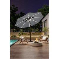 3m Solar Powered LED Outdoor Patio Umbrella with Floral-Pattern Base