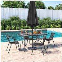 4 Person Patio Garden Dining Set With Umbrella