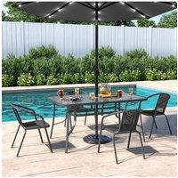 4 Person Patio Garden Dining Set With Umbrella