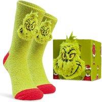 The Grinch Men's Non-Slip Fluffy Socks in Green