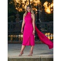 Finding Friday Women's Satin One Shoulder Midi Dress in Dark Pink | Size: 16
