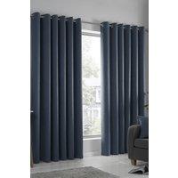 Fusion 'Strata' Triple-Woven Dimout Eyelet Curtains in Navy | Size: 117 cm width x 183 cm drop
