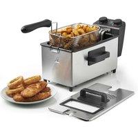 VonShef 3L Capacity 2000W Deep Fat Fryer in Metallic Silver