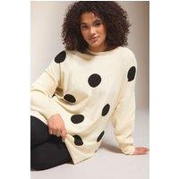Evans Women's Spot Knitted Jumper in Cream | Size: 20