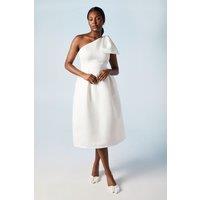 Coast Women's Statement Bow One Shoulder Midi Wedding Dress in Ivory | Size: 10