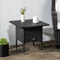 OUTSUNNY PE Rattan Outdoor Coffee Table, Easy Match Rattan Side Table in Black