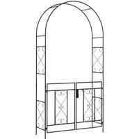 OUTSUNNY Metal Garden Arch with Double Gate, Garden Arbor Climbing Plants in Black