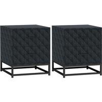 HOMCOM Bedside Table Set of 2, Nightstand with 2 Drawers, Steel Legs in Black