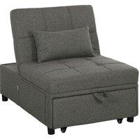 HOMCOM 4-in-1 Pull Out Sleeper Chair Bed with Pockets in Dark Grey