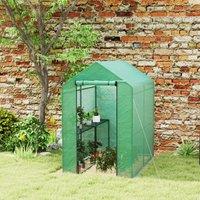 OUTSUNNY Walk in Greenhouse w/Shelves Steeple Grow House 120 x 186 x 190 cm in Green