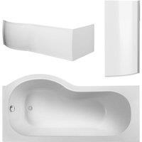 Balterley 1500 mm Right Hand P Shape Square Shower Bath Screen Front Panel White