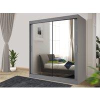 RAC3 Sliding Mirror Wardrobe with Drawers - Modern Bedroom Storage 100 cm in Grey