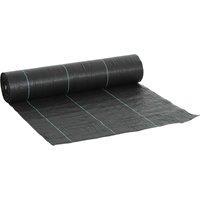 OUTSUNNY 2m x 90m Weed Control Membrane, Heavy Duty Weed Barrier Fabric in Black