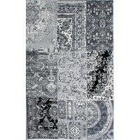 Kukoon Black Grey Monochrome Traditional Patchwork Living Area Rug | Size: 80 cm x 150 cm