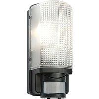 Loops BLACK IP44 Outdoor Wall Bulkhead Light & 10m PIR Motion Sensor 60W E27 Edison