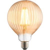 Loops LED Filament Lamp Bulb Amber Tinted 4W E27 LED Ribbed Glass Gobe Warm White