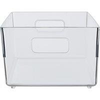 Orsina Sturdy Build Large Clear Plastic Fridge Bin With Handles, Integrated Handle Narrow Storage Boxes For Fridge