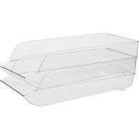 Orsina Sturdy Build Set Of Two Stackable Fridge Bins, Multifuntional Narrow Storage Boxes For Fridge, Sleek Boxes in Clear