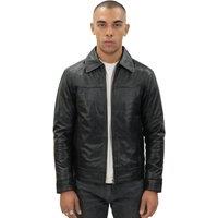 Infinity Leather Men's Leather Harrington Jacket-Shanghai in Black | Size: XL