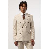 Antique Rogue Men's Blake Ecru Slim Fit Double Breasted Jacket in Beige | Size: 36R