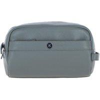 Brampton London Men's 'Aqualuxe' Real Leather Wash Bag in Grey
