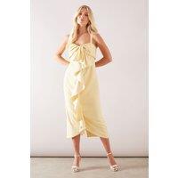 Wallis Women's Petite Twist Ruffle Detail Midi Dress in Yellow | Size: 16
