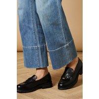 Oasis Women's Brooke Real Leather Tassel Detail Chunky Loafers in Black | Size: 5
